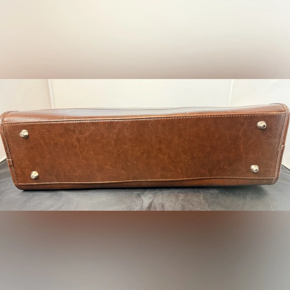 Brighton Black & Brown Leather Organize Case Satchel Heart Hardware - Picture 3 of 16